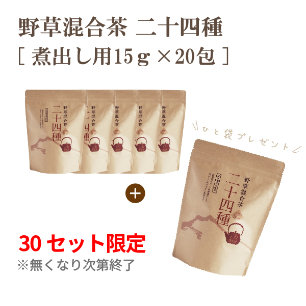 【シークレット】野草混合茶 二十四種 煮出し用(15g×20包)×5袋+1袋