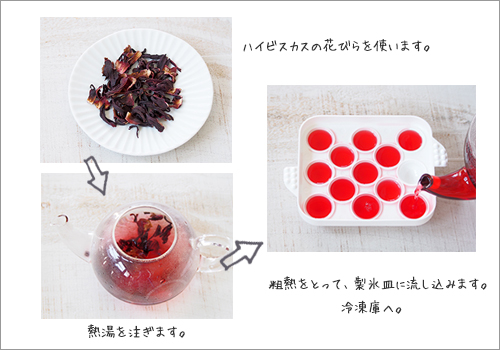 赤色の氷作り方