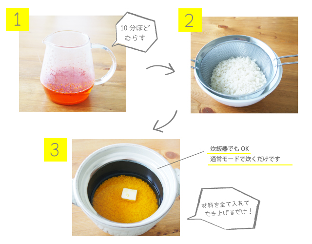 サフラワーご飯の作り方
